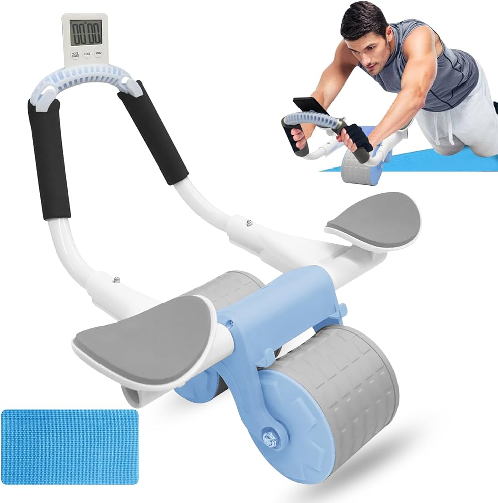 Roue Abdominale à Rebond Automatique avec Tapis de Genou, Roue à Rouleaux Abdominaux avec Support de Coude - CA821118