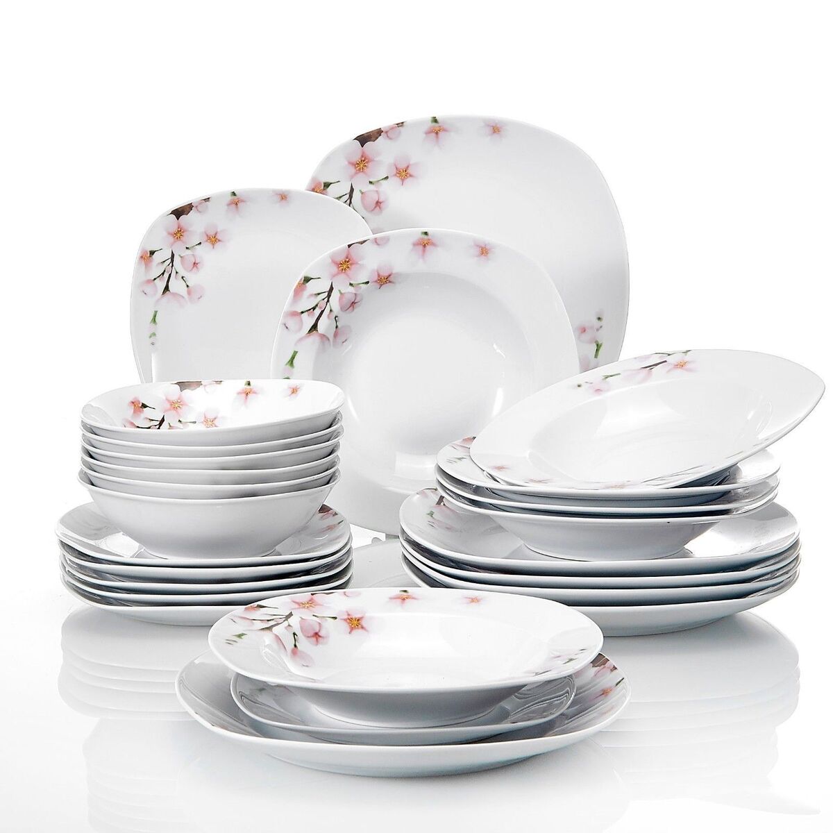 16 pièces ensemble de dîner en céramique bol de riz et assiette tasse à